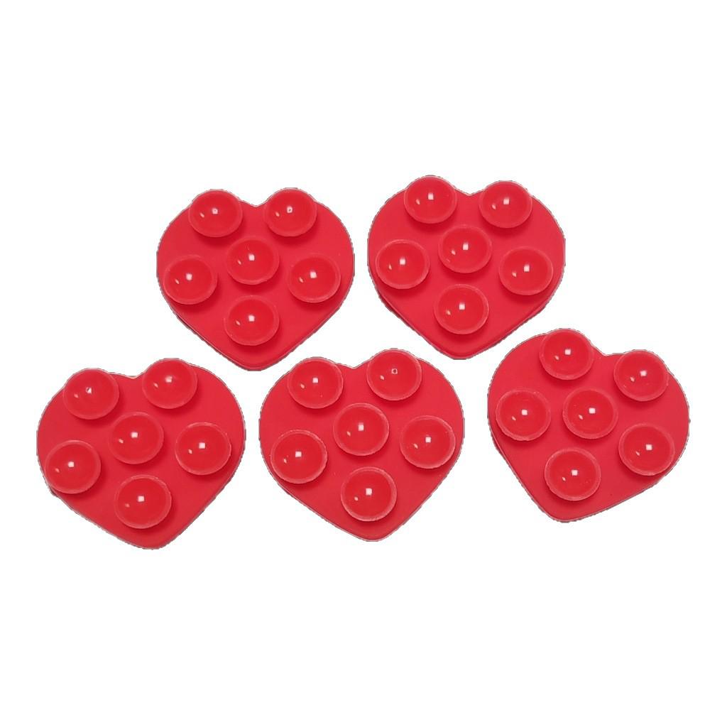 Double-sided Silicone Heart Suction Cup Phone Stand - 6-piece Set