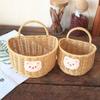 Wall Mounted Imitation Rattan Basket No Hole Wall Hanging Storage Basket  Desktop
