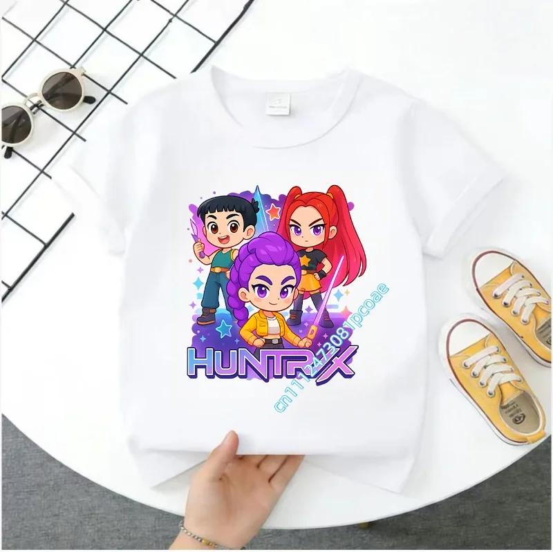 2026 Summer Kpop Demon Hunters T Shirt Kids Cartoon Anime Meme 2026 Print Clothes Round Neck Basic Boys Tops Casual Shirts Gift