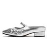 Augustine thick heel half slippers women's outerwear summer 2025 new silver bag head Mary Jane Muller sandals