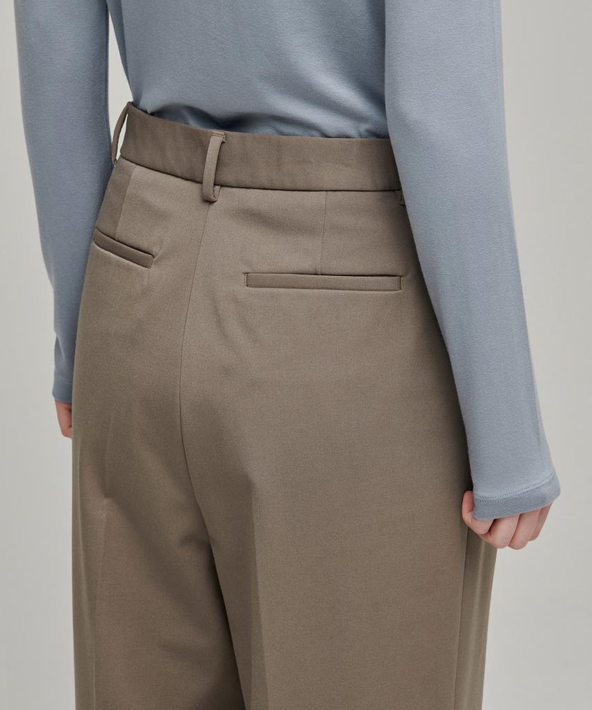 MUSINSA STANDARD WOMAN Women'S Heavyweight Fleece-Lined High-Waisted Wide Hidden Elastic Waist Slacks [Dusty Beige]