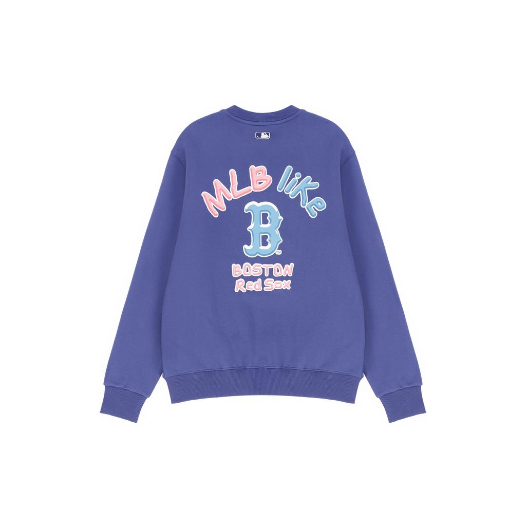 MLB Boston Red Sox Logo Print Loose Pullover Sweatshirt Unisex sweatshirt Light-Navy 3AMTL5116-43NYL
