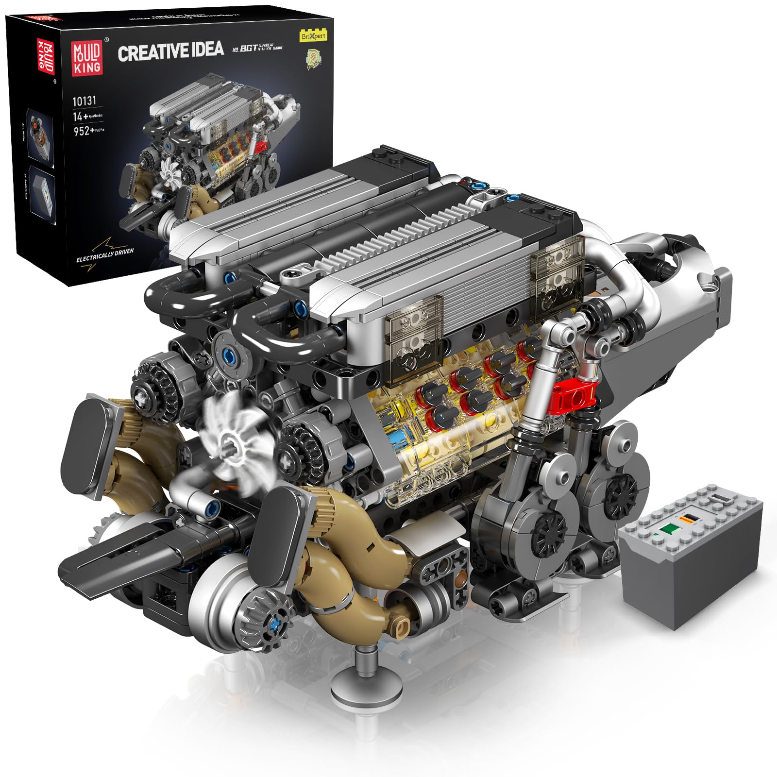 

Mould King 10131 Technology W16 Engine Block Toy, 952 Piece Engine Block Set, Gift for Boys and Girls