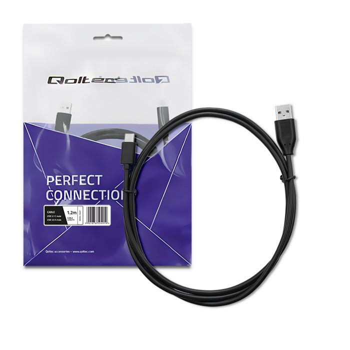 Qoltec Kabel USB 3.1 typ C męski | USB 3.0 A męski | 1.2m