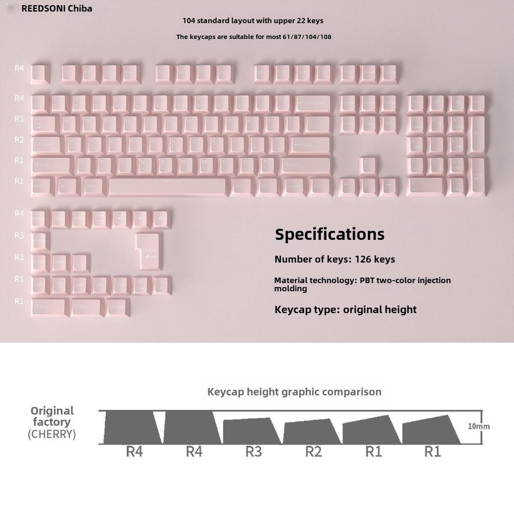 126-klawiszowe dwukolorowe nakładki na klawisze PBT do klawiatur mechanicznych