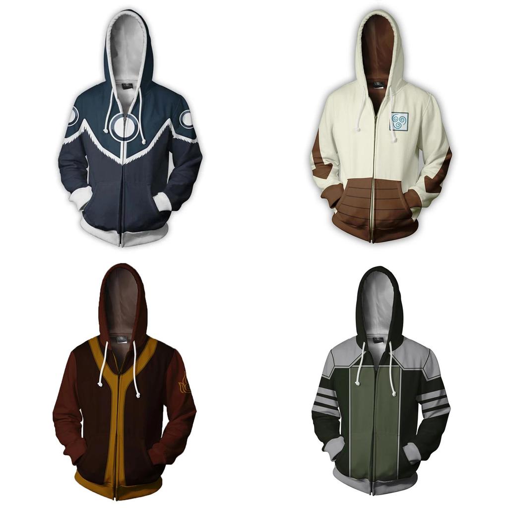 Avatar The Last Airbender Hoodie Cosplay Costume With Bright Printed Graphic And Zipper Closure For Men Women And Teens