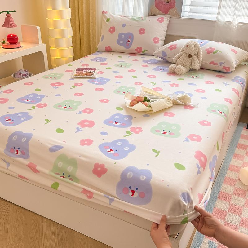 Pure Cotton Fitted Sheet Single/Queen Size Bed Cover Skin-friendly Bedsheets Home Bed Linen Couvre Lit (No Pillowcase)