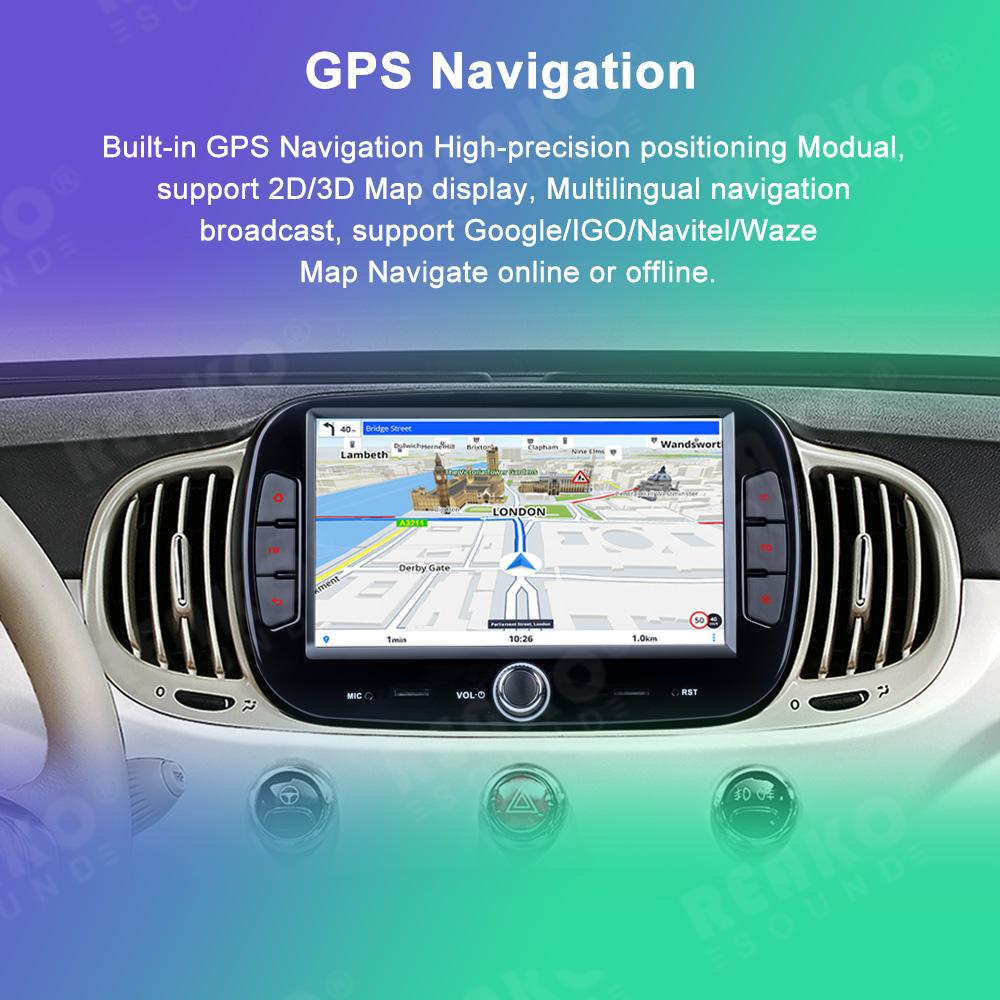 Reakosound Monitor auto Android pentru FIAT 500 2016 2017 2018 2019 Ecran Wireless Carplay auto stereo unitate principală navigație GPS