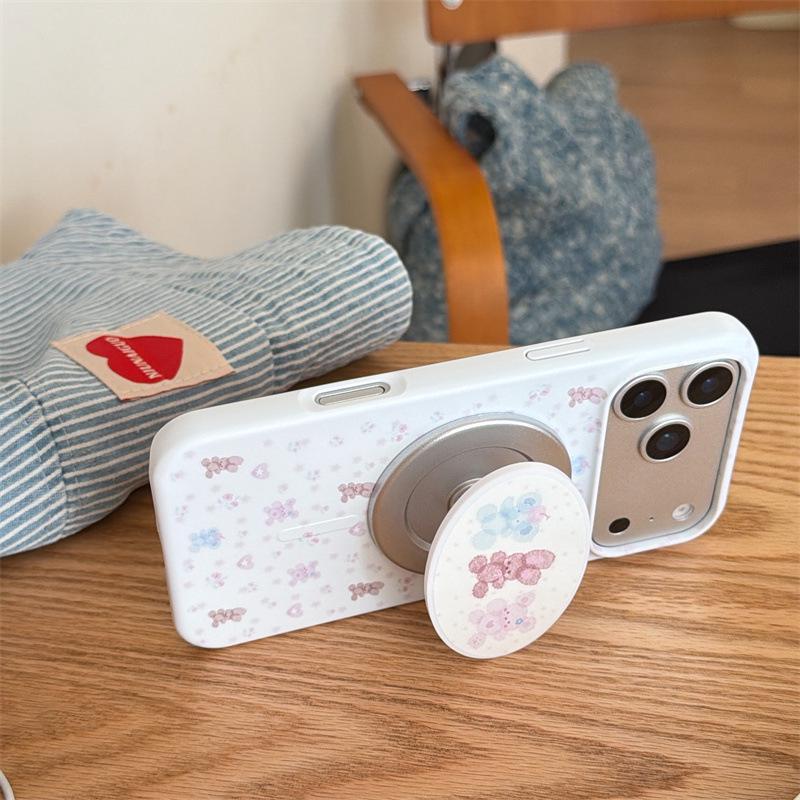 Floral Rabbit Magnetic Stand Case for iPhone 17/16 Pro Max/15 Pro
