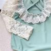 Trendy Girls' Long-Sleeve One-Piece Swimsuit with Korean Style Lace Ruffles