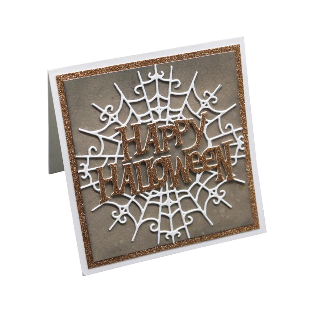 Fröhliches Halloween Spinnennetz Metall Silberfarben Schablone Präge-Stanzformen Für DIY Scrapbooking Papier Album Kartenherstellung