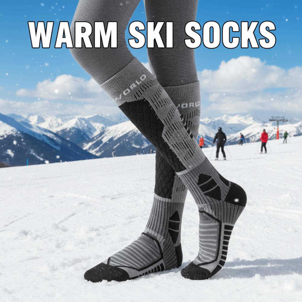 2 pairs Warm Sports Socks High Elastic Mountaineering Socks Soft Ski Socks  Winter Season