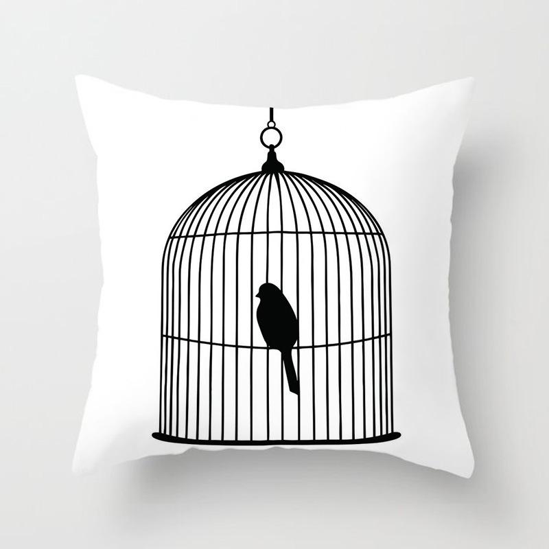 New Black and White Simple Printed Pattern Peach Leather Velvet Pillowcase Home Sofa Cushion Pillowcase