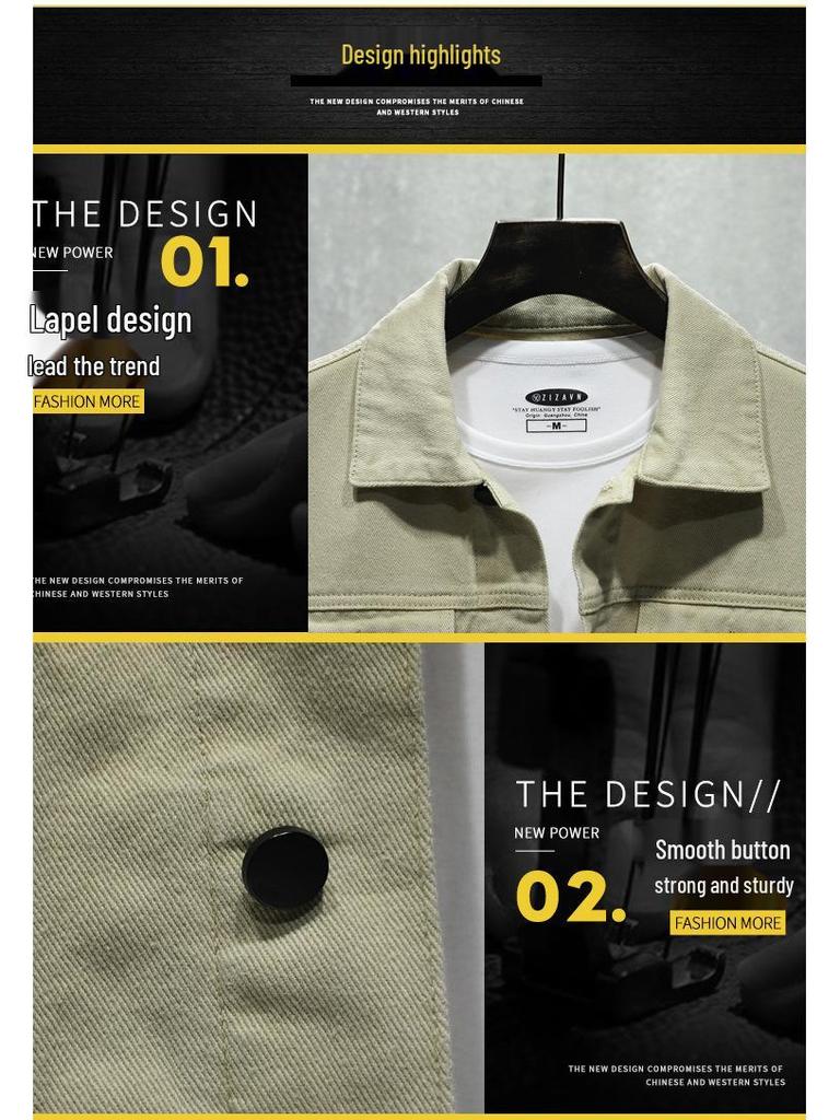 Herren Slim Fit Weiße Jeansjacke - Trendiger Casual Koreanischer Stil für Frühling & Herbst