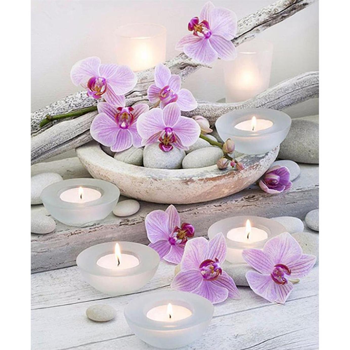 

40*50CM 3D DIY Full Drill Diamond Painting Candle Light Flower Набори для вишивки Home Wall Decor 20*25CM