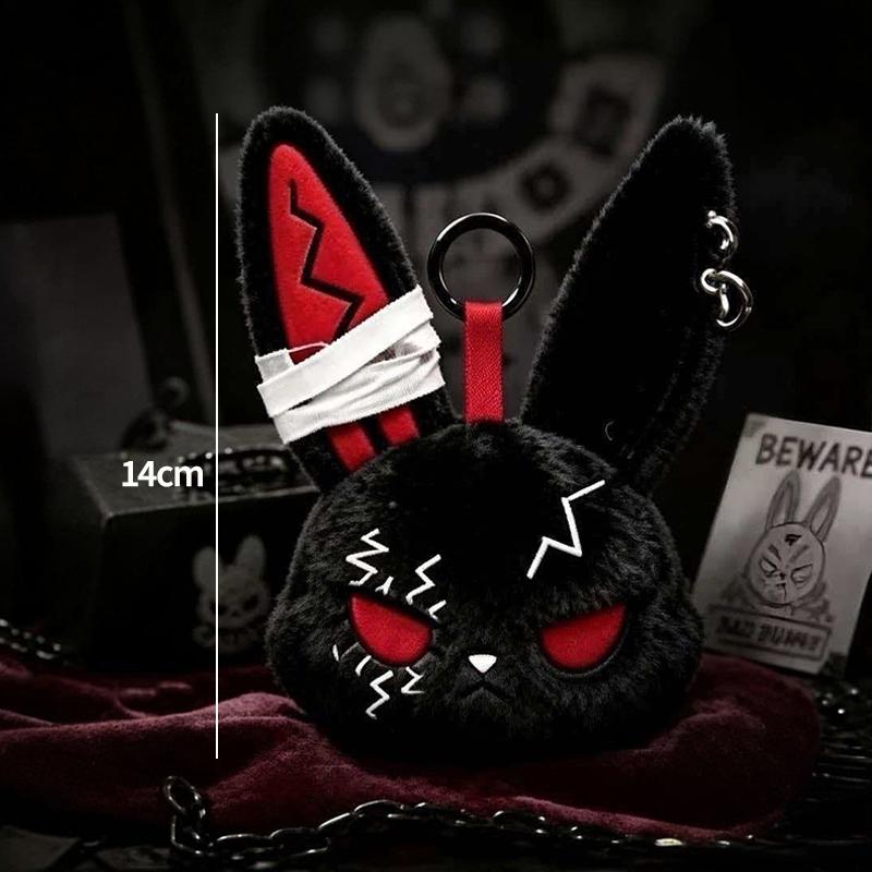 Portachiavi Peluche Coniglio Gotico di Halloween Accessori Fascino per Borsa Animale di Peluche Coniglio Portachiavi Bambola Coniglio Horror Ciondolo per Cellulare