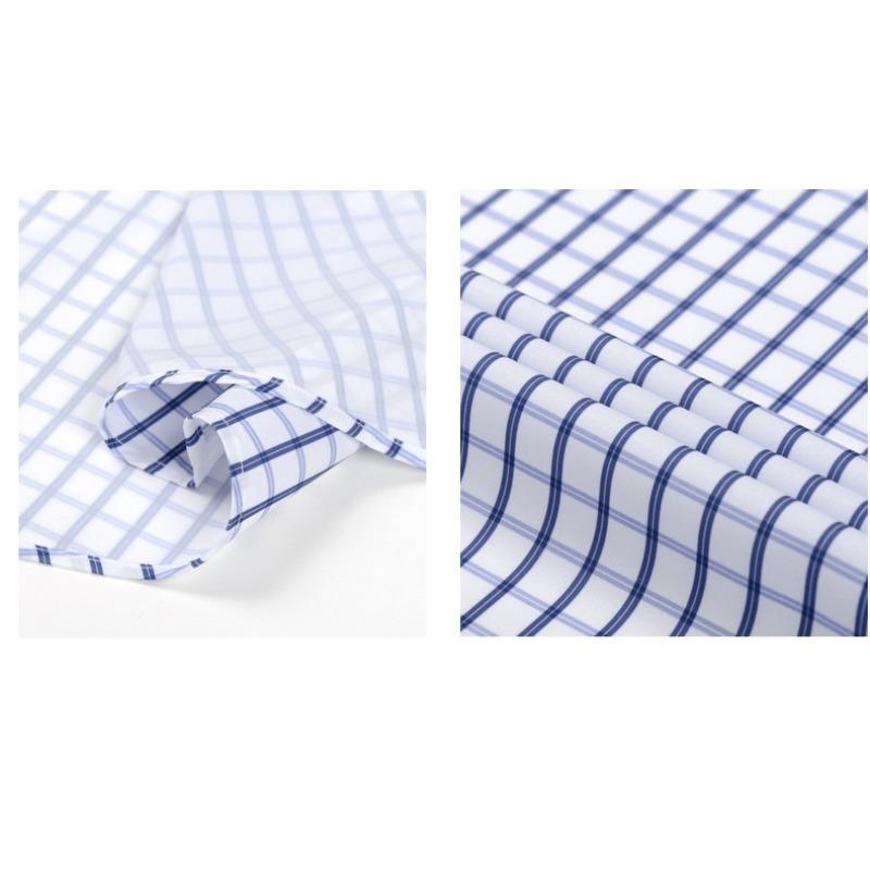 Men's High-Grade 4-Way Stretch Plaid Print Long Sleeve Shirt, Turn-down Collar Men Shirt Wholesale