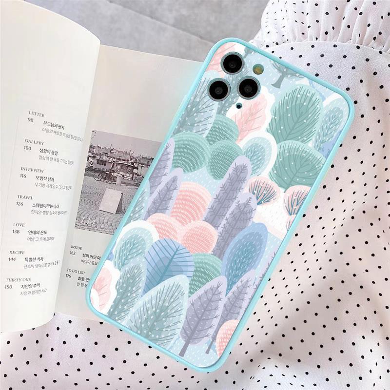 Colorful Tropical Forest Leaves Trees Hand Printed Phone Case For iphone 7 8 Plus SE 2020 11 12 13 14 Pro Max X XS XR Back Cover