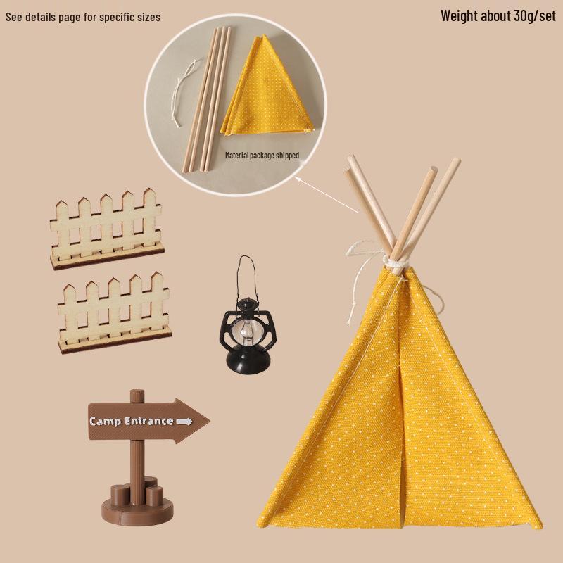 Miniature Dollhouse Tent Model - Outdoor Camping Photo Prop