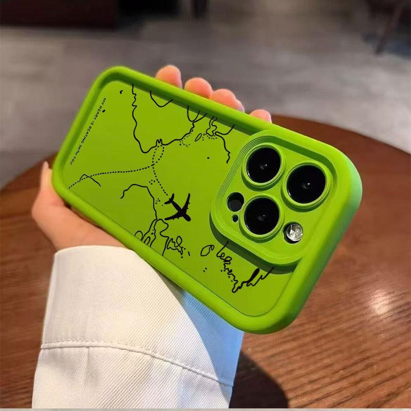 Airplane Map Apple iPhone Case: Compatible with 13, 14, 15 Pro, 16 Pro Max, and 17 for full coverage.