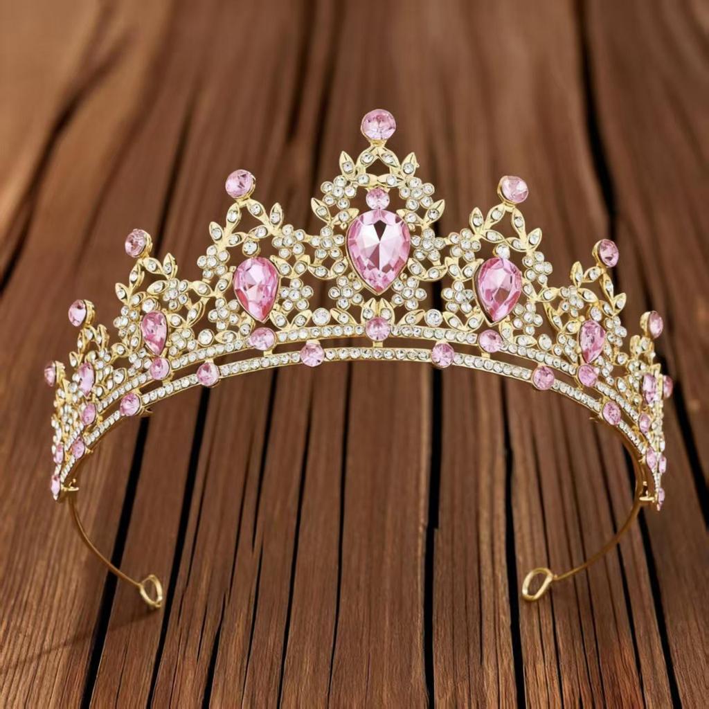 European & American Baroque Rhinestone Bridal Crown Headband - High-End Princess Wedding Gown Accessory