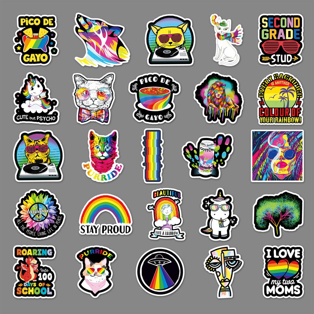 50 Cartoon Color Ins Style Personalized DIY Suitcase Laptop Scooter Decoration Stickers
