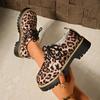 New Large-sized Casual Lofu Shoes with A Front Lace-up, Thick Heel and Round Toe for Women