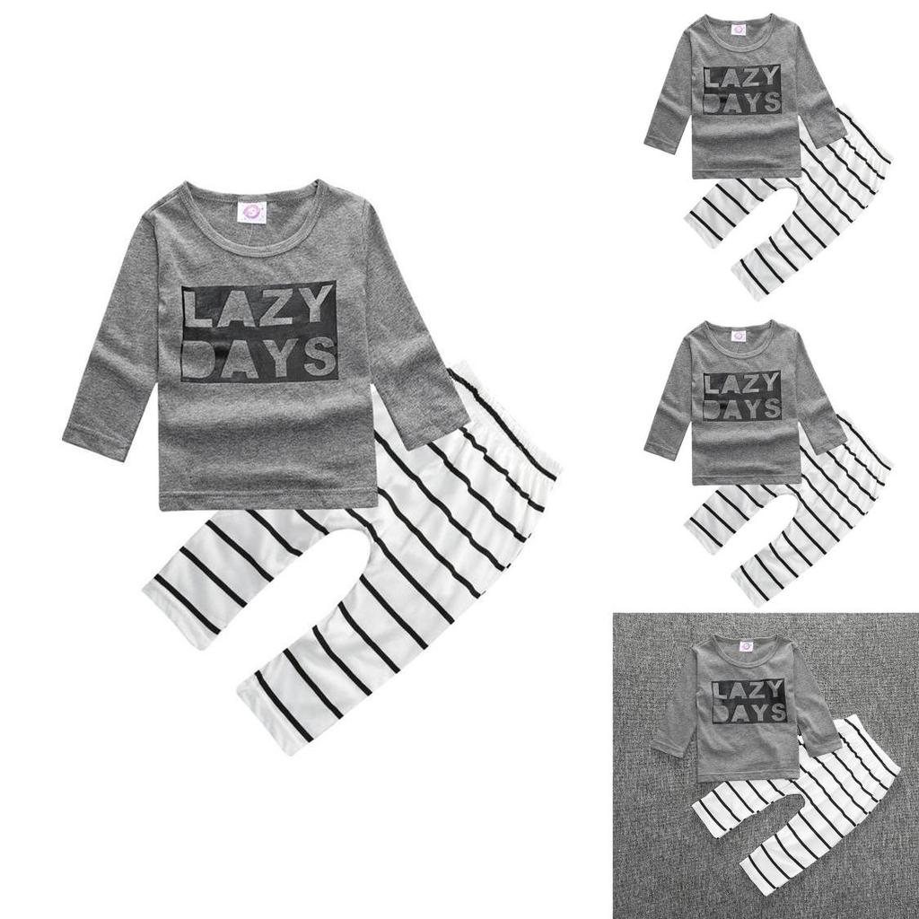 Stylish 2pcs Suit For Baby Kids Featuring Letter Printed Long Sleeve Shirt And Pants