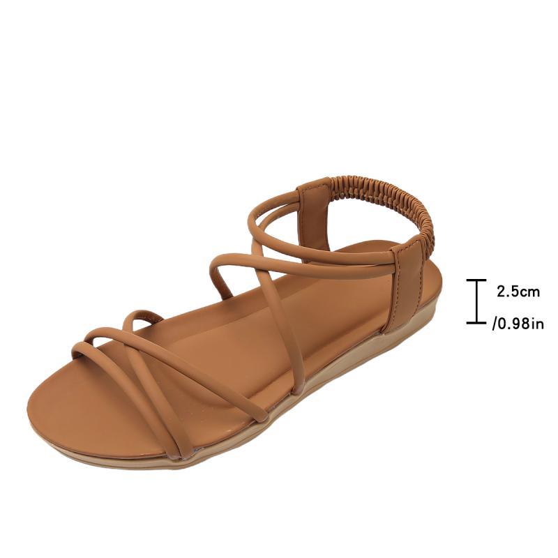 Fashion Classic Brown Cross Straps Sandals Women 2025 Summer Bohemia Flat Heels Beach Shoes Women Lihgt Weight Driving Shoes Size 36-43