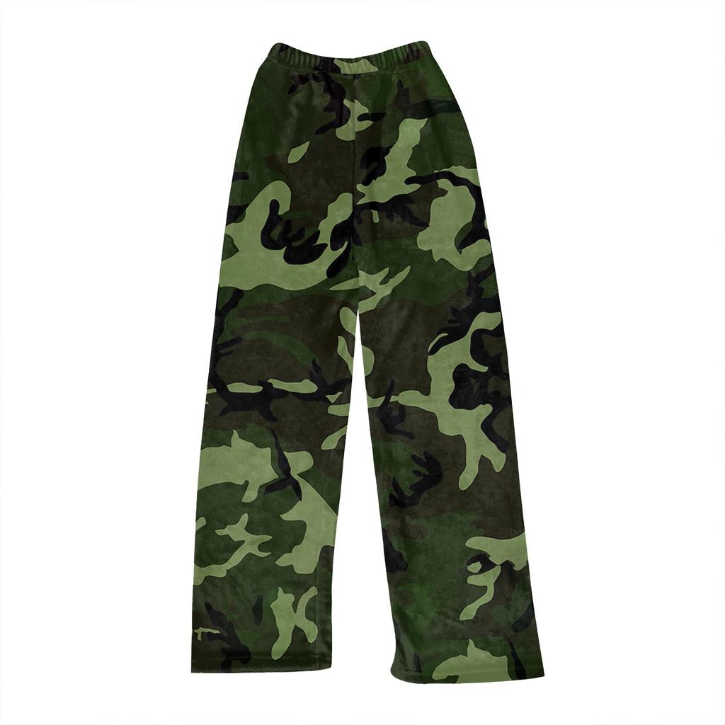Women  Winter Plaid Pants Full Length Long Trousers Sports Pants