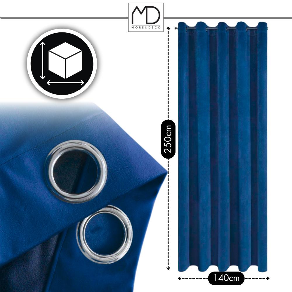 Velvet Curtain with Eyelets - Blue
