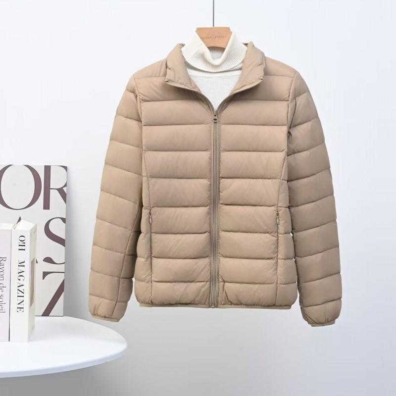 Womens Short Down Jacket Slim Fit Stand Collar Lightweight White Duck Coat Plus Size Fall Winter
