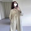Women's Petite Mid-Length Beige Trench Coat: British & Japanese Style, Spring/Autumn, Loose Fit, Casual
