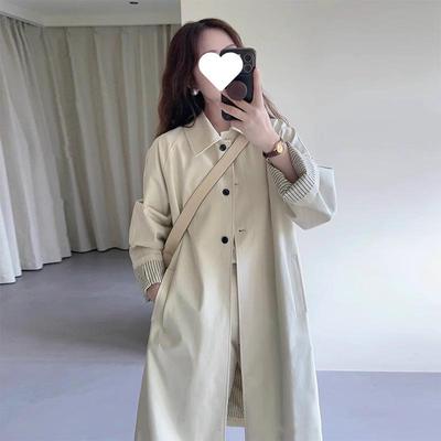 Women's Petite Mid-Length Beige Trench Coat: British & Japanese Style, Spring/Autumn, Loose Fit, Casual