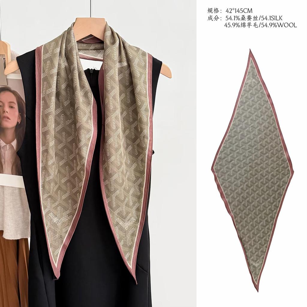 Thin spring and summer new mulberry silk silk scarf fashion diamond scarf thin silk wool scarf neck scarf versatile small scarf