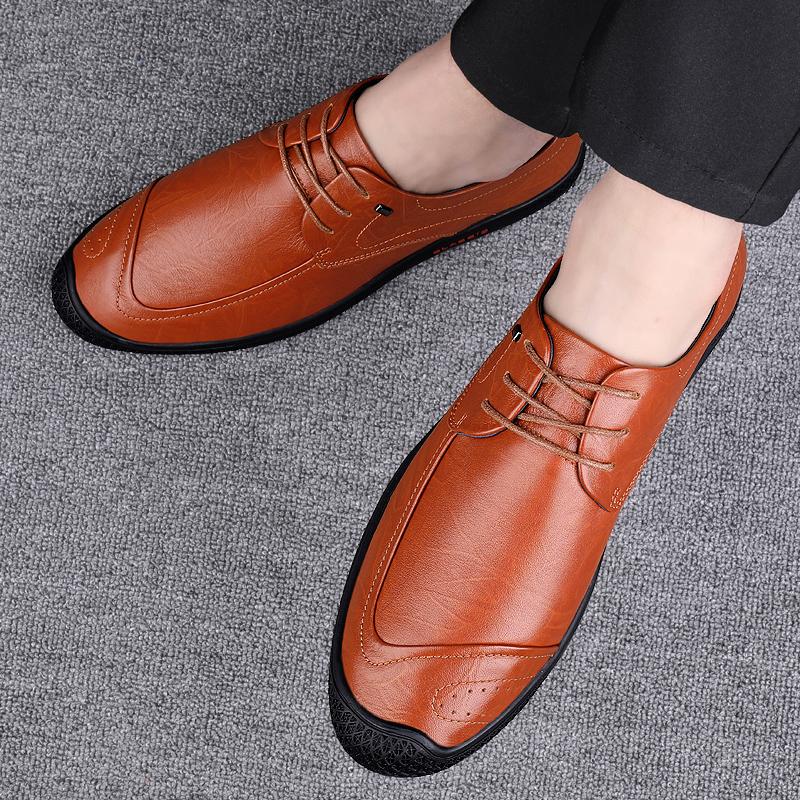 Men's Male Casual British Business Cow Genuine Leather Shoes  Flats Spring Autumn Offices Formal Shoes 2024 New