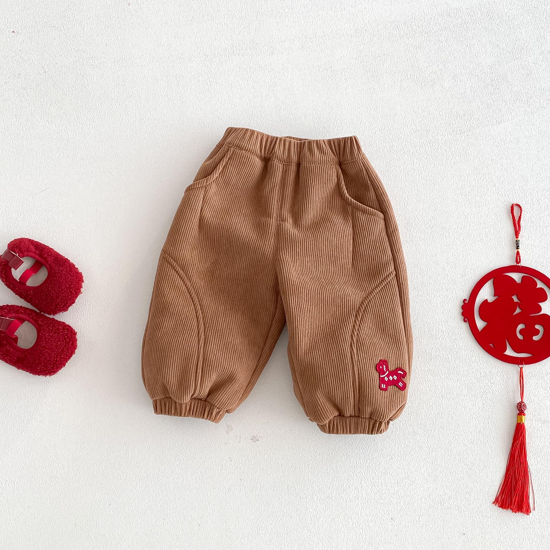 

Children s Fleece-Lined Embroidered Sweatpants - 2025 Winter Fashion for Boys 120 cm