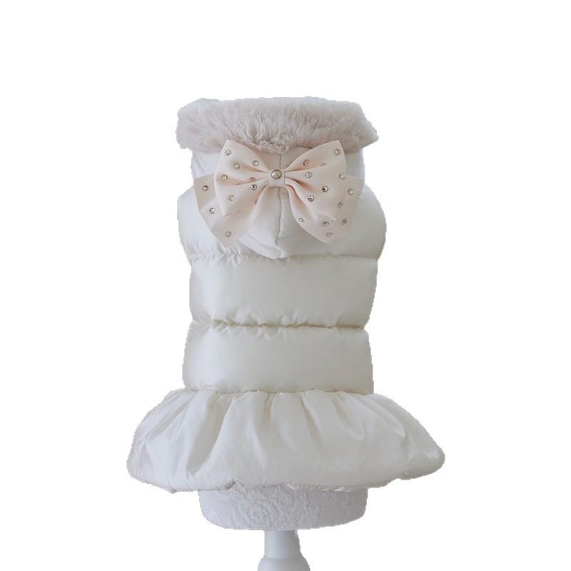 Pet Thick Coat Autumn/Winter Christmas New Year Small Dog Schnauzer Teddy Bow Hat Cotton Jacket Puppy Clothes
