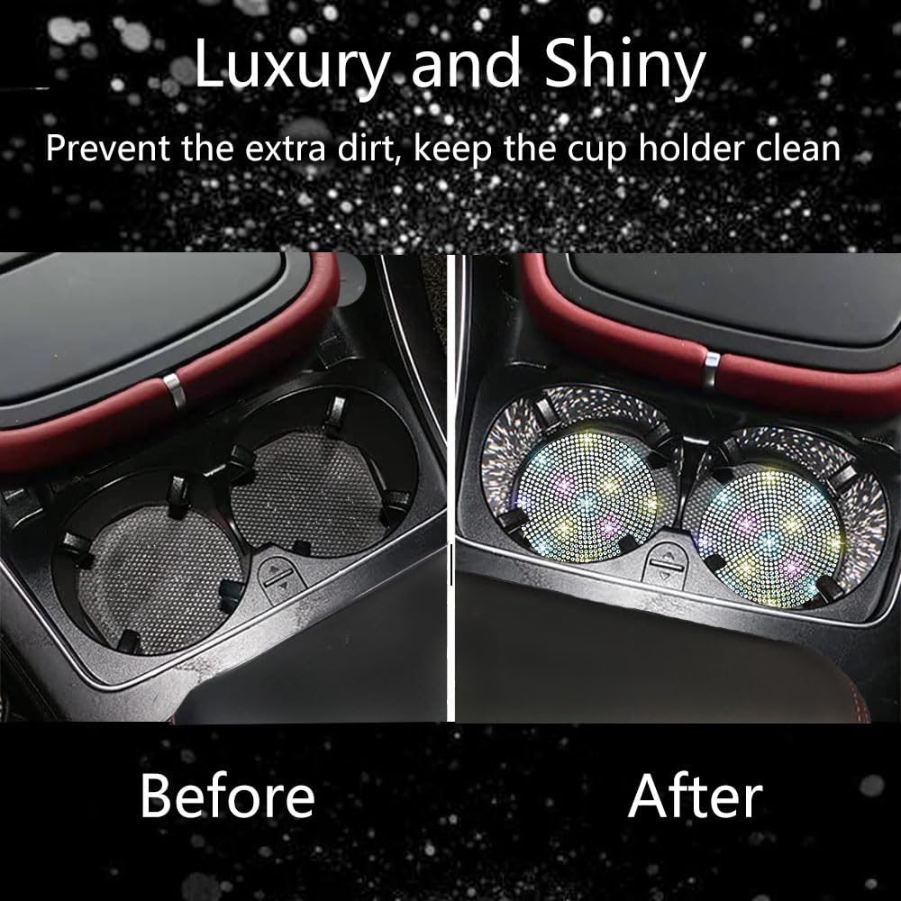 NBTEPEM 4pcs Bling Car Cup Holder Coasters 2.75" Anti-Slip Shockproof Universal Fashion Car Coaster