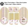 Pink Butterfly Flower Fairy Theme Disposable Tableware Plates Cups Napkins Girls Birthday Party Wedding Baby Shower Decor