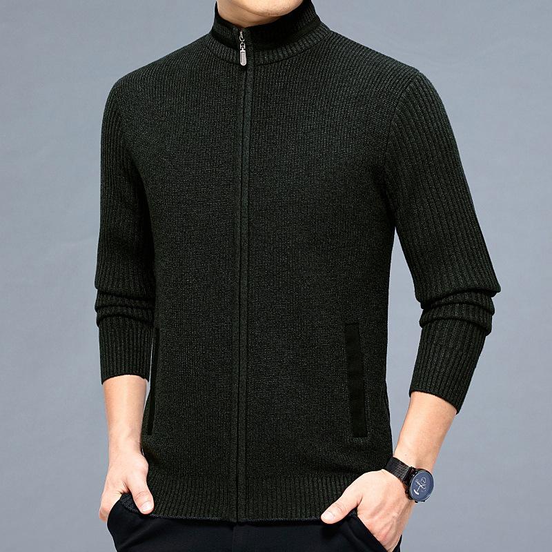 

Premium Men s Wool Stand Collar Cardigan: Versatile, Fashionable, Thickened Cashmere Knitwear 175 темно-зелений колір