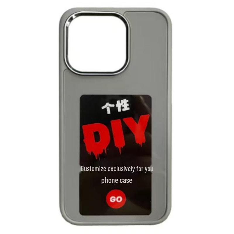 

DIY E-Ink Screen Phone Case for Apple 15 Pro Max - NFC Color Personalized, Compatible with Apple 14/13. 13 Pro серый