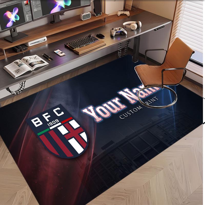 Personalized Crystal Velvet Carpet Bologna FC Pattern Non Slip Floor Rug