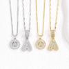 26-Letter Gold Zirconia Crystal Pendant Necklace Set