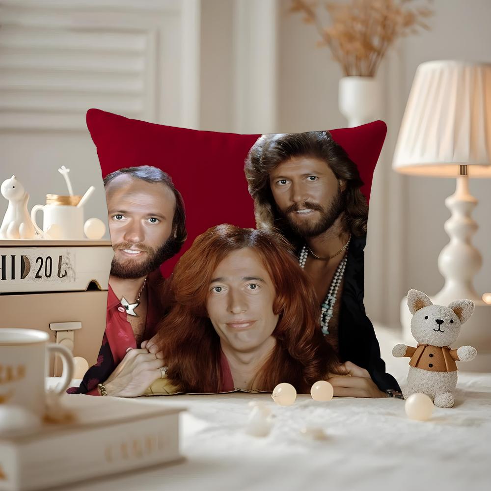 Bee Gees Cushion Cover Anti-dustmite Pillowcase Invisible Zipper Silky Short Plush Sofa Cushion Cover
