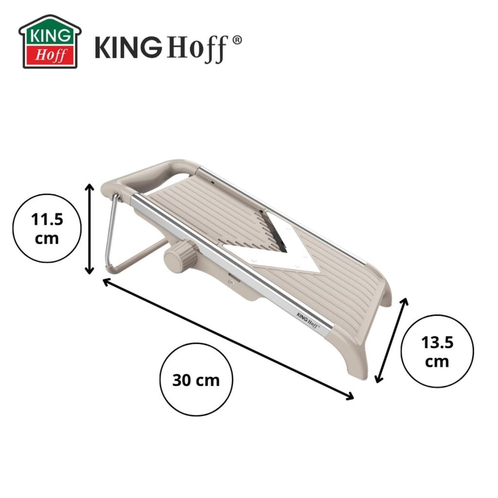 KINGHOFF KH-2006 Mandoline Slicer, Stainless Steel, Adjustable Thickness, Gray, 30x13.5x11.5cm, with Pusher