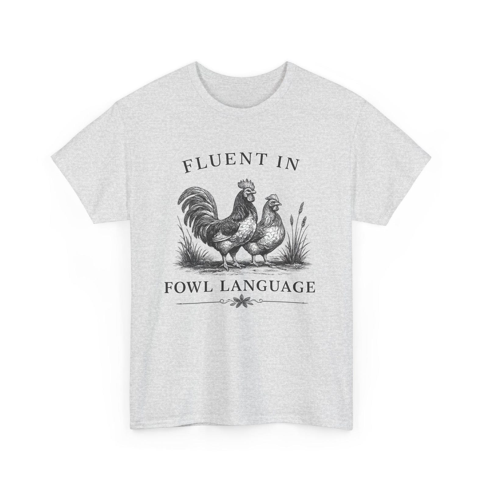 Funny Chicken Shirt Fluent in Fowl Language Chicken Lover Farm Graphic Tee L