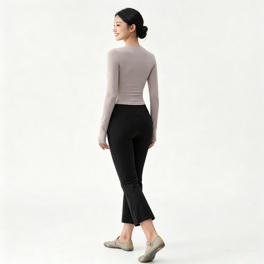 Women's Slim-Fit High-Waisted Micro-Flare Yoga Pants for Sports & Fitness, Accentuating Peach Shape, Elastic Long Pants