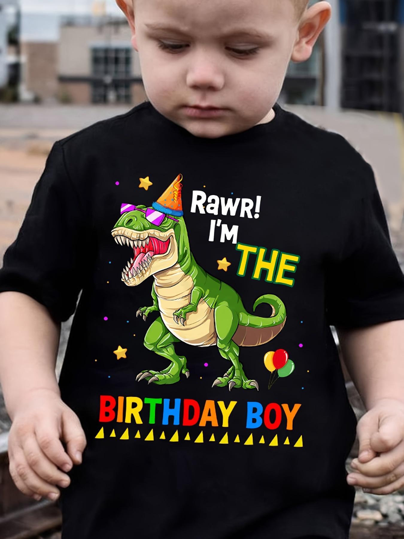 Европейские размеры Повседневная Модная Детская Одежда Летний Топ С Принтом Динозавра Короткий Рукав Круглый Вырез Футболка Уличная Повседневная Футболка Топы Подарок на День Рождения Одежда для Мальчиков 98cm