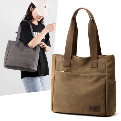 Canvas-Tasche Damen neue einfache Umhängetasche große Kapazität Buch Student Unterricht Handtasche